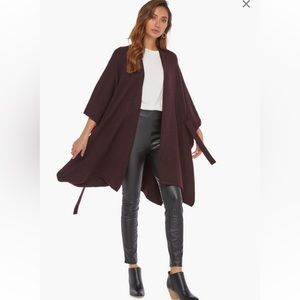 NWOT Justfab cozy tie ruana, o blood burgundy, one size fits most